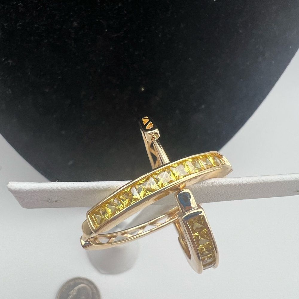 18k gold filled Elegant Gold Hoop Earrings with Yellow Accents - Picture 9 of 9